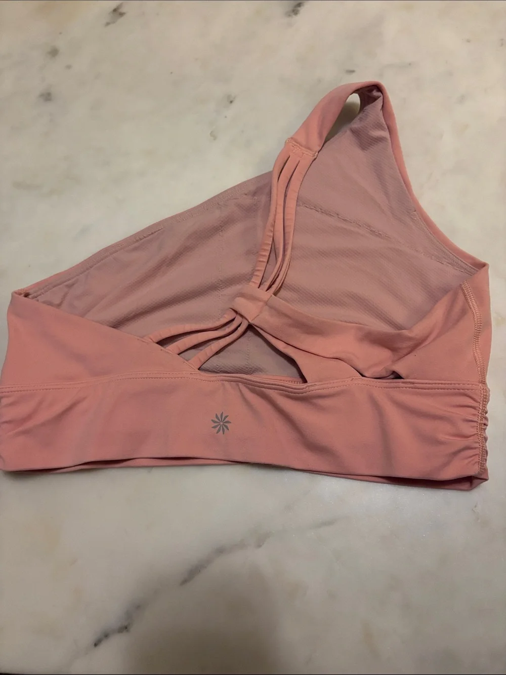 Athleta Coral Pink One-Shoulder Strappy Sports Bralette